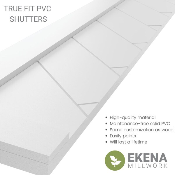 True Fit PVC Single Panel Herringbone Modern Style Fixed Mount Shutters, Lilly Pads, 12W X 54H